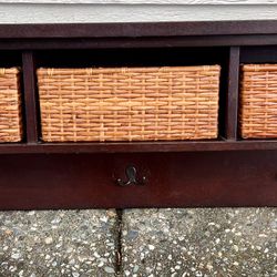 Pottery Barn Entryway wood wall hanger with storage baskets (with hardware)