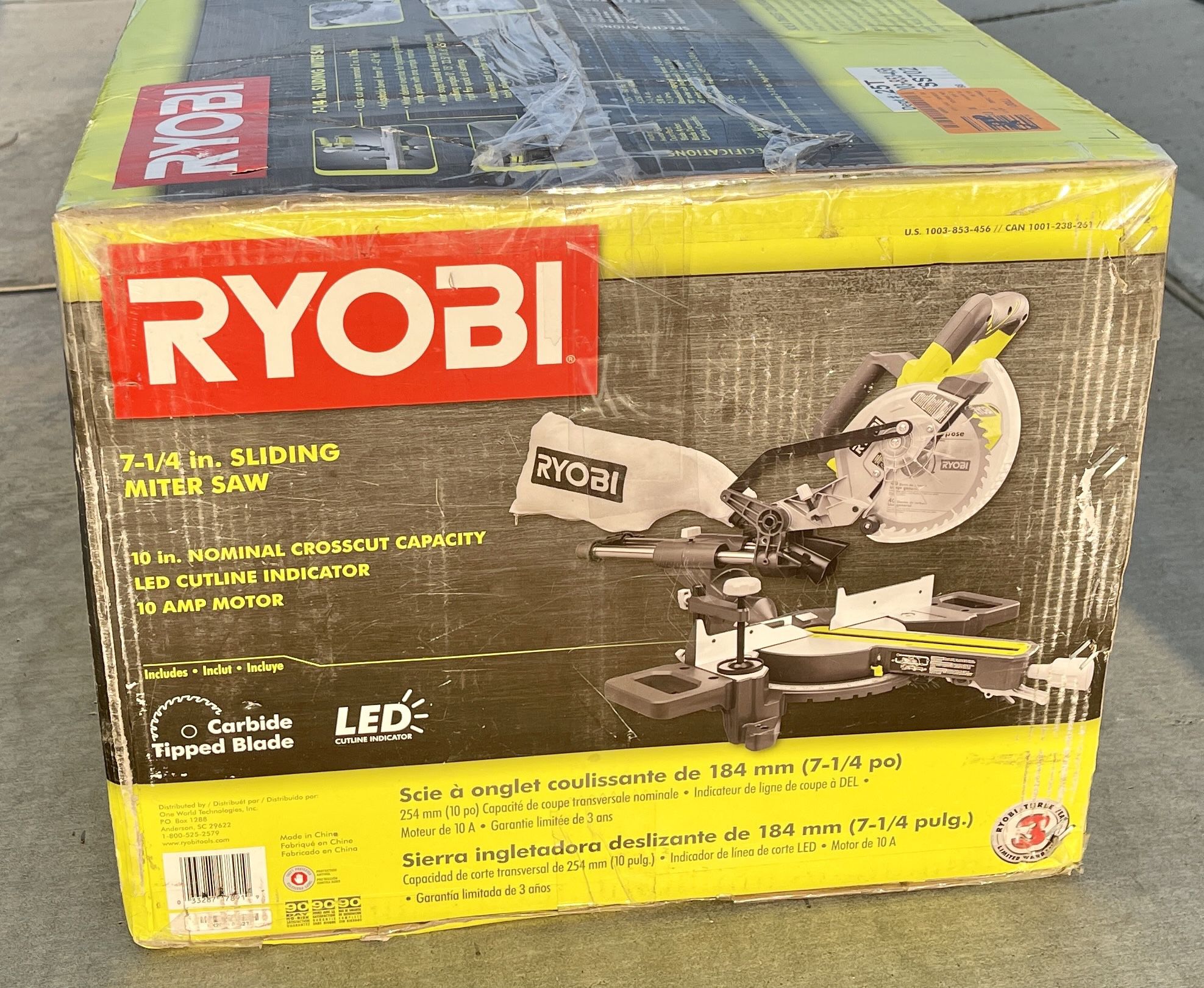 Ryobi 7-1/4” 10 amp Compound Sliding Miter Saw w/ LED