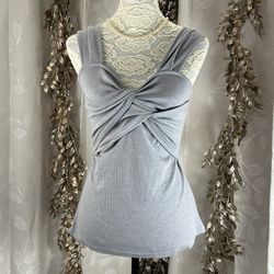Listicle Women’s M Gray Ribbed Twist Front Sleeveless Top Medium Tank Top Basic