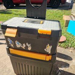 Tool Box Cart With Wheels  , Multi Level  Storage Organizer Bins