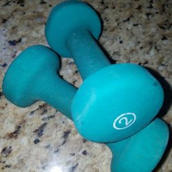 2 Pound Set Hand Weights. Teal, Easy Grip