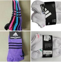 New - 2 packs, 12 total pairs, Adidas Womens 6 Pair No Show Athletic Socks.