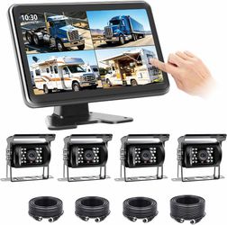LASTBUS 7" 4K RV Backup Camera System 4-Channel DVR Monitor w/ 4 Cameras