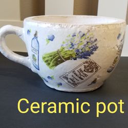 Ceramic Plant Pot 7.5"Wx5"H New! 