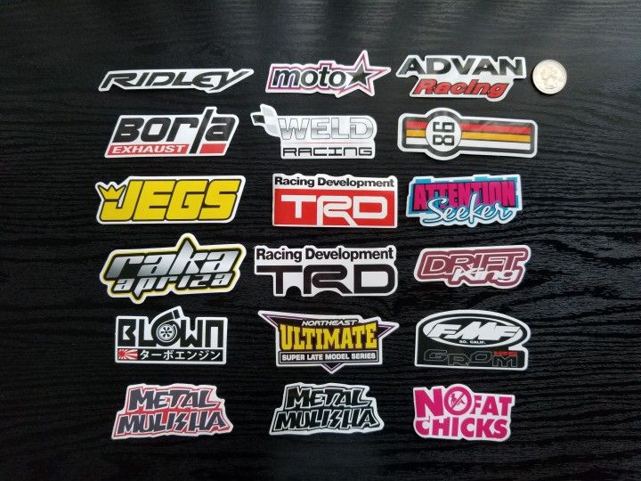 JDM Racing Car Logo Waterproof Stickers 100pc