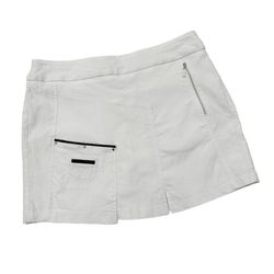 Jamie Sadock 18 Skirt Skort Golf Athletic Performance Silver Black Zip Pocket   17.5” top to bottom front  18” across waist  11.5” front rise 4” insea