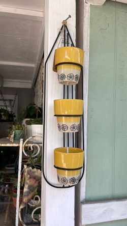 Small Ceramic Planters with Metal Holders