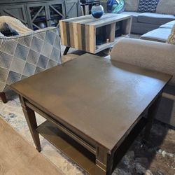 Pewter color Square Side End Table in good condition