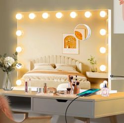 Lighted Vanity Mirror with USB Charging Ports and 3 Color Modes