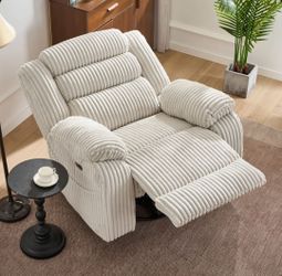 Extra Wide Rocker Power Recliner Chair 270° Swivel With Usb & Type C Charging Port - Velvet Swivel Reclining Chair For Living Room Bedroom Office,BRAN