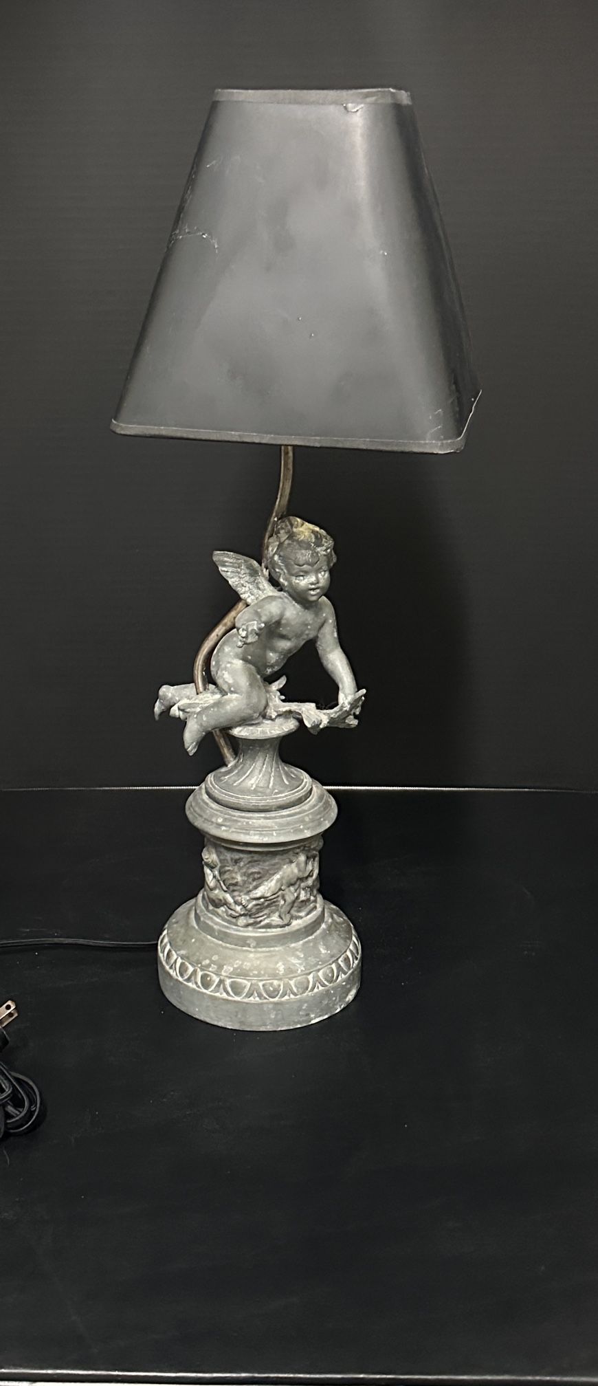 Cupid pewter lamp