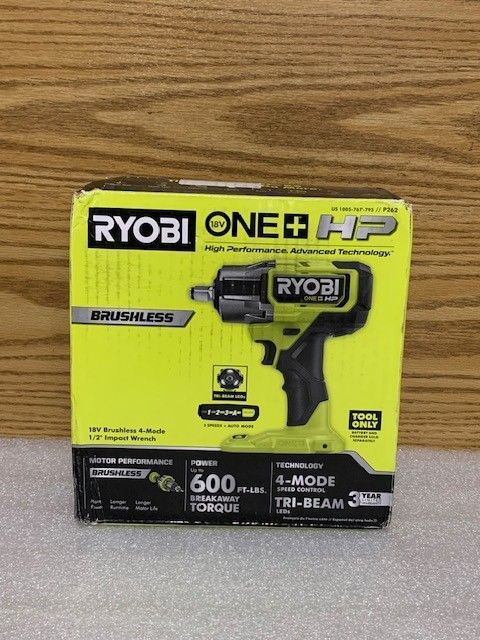 Ryobi P262 HP 18V Brushless Cordless 4-Mode 1/2 in. Impact Wrench (Tool Only)