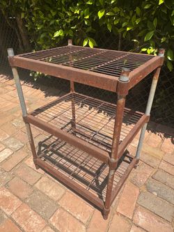Steam Punk Style / rusted metal 3 tier storage unit