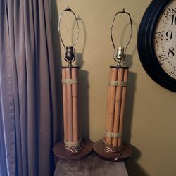 Vintage Bamboo Lamps (27”H)