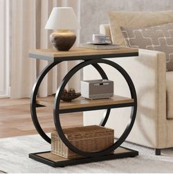 3-Tier End Table with Circle Metal Frame