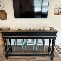 Charleston Console Table (black) with  (3) Nadeau iron stools