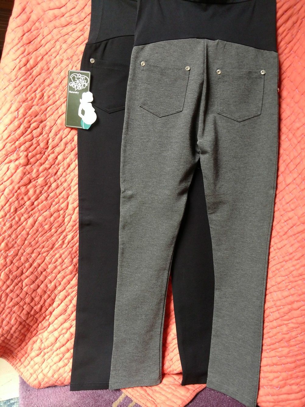 NEW! Maternity Pregnancy stretchy pants black and gray. Small S