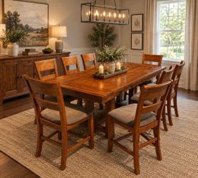 Ashley Solid Wood Dining Table with 8 Chairs