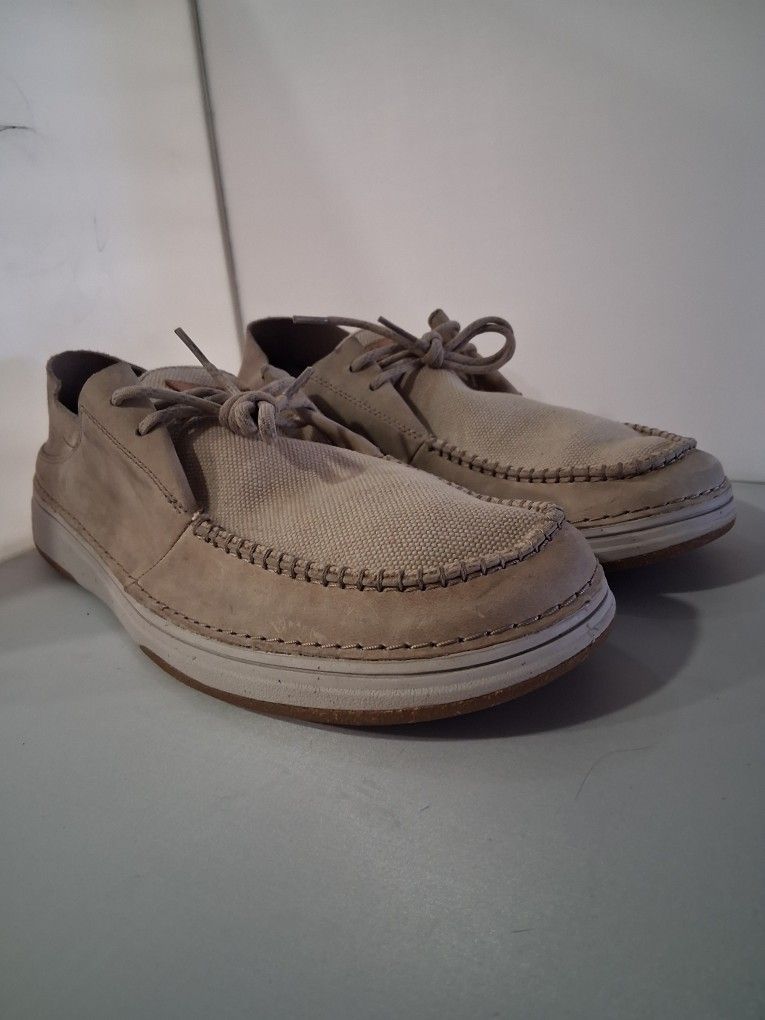 Clarks Men's Nature 5 Moc Moccasin Shoes Sand Leather Canvas SIZE 13 M 👀🔥