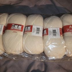 Patons Classic Wool Worsted yarn in the color Winter White. 