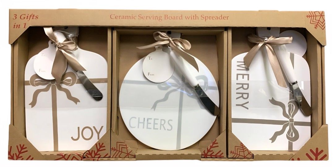 Member's Mark Holiday Ceramic Serving Board with Spreader 3-in-1 Gift Set