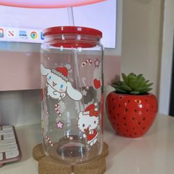 Hello Kitty Christmas Glass Cup 