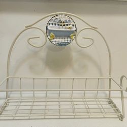 Vintage White Metal Wall Hanging bathroom caddy decoration,