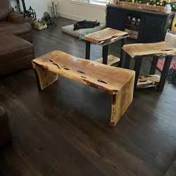 2 Live Edge End Tables And Coffee Table 