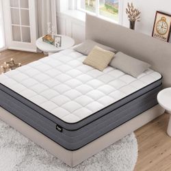 King Size Mattress 12 Inch with Gel Memory Foam and Pocket Springs, Hybrid Mattresses Medium