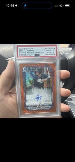 2026 Eric Hartman 1st bowman Auto PSA 10 and 10 Auto POP 1