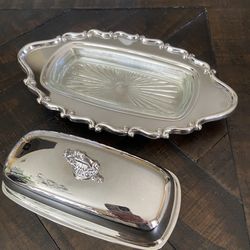 Silverplated butter dish