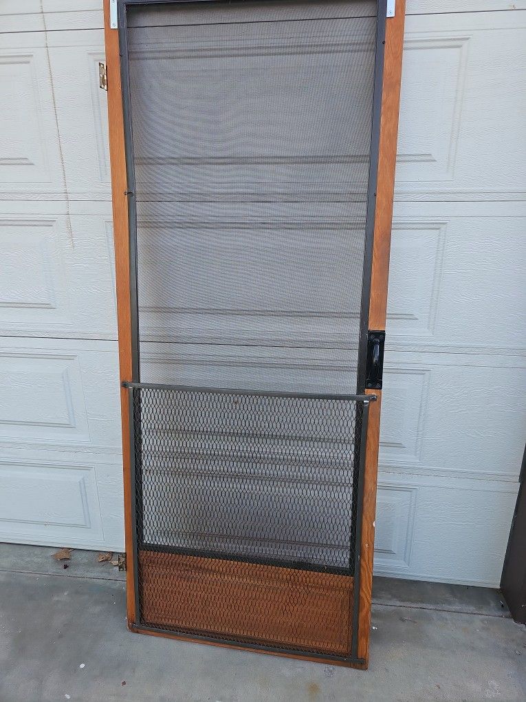 Screen Door. WITH HEDGES METAL Bottom 31 Half Width 76 Half Hight