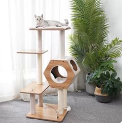 ‼️BRAND NEW PetPals 44-in Wagon Style Wooden 4-Level Cat Tree with Condo, Beige‼️FOR SALE 100$ OR BEST OFFER‼️