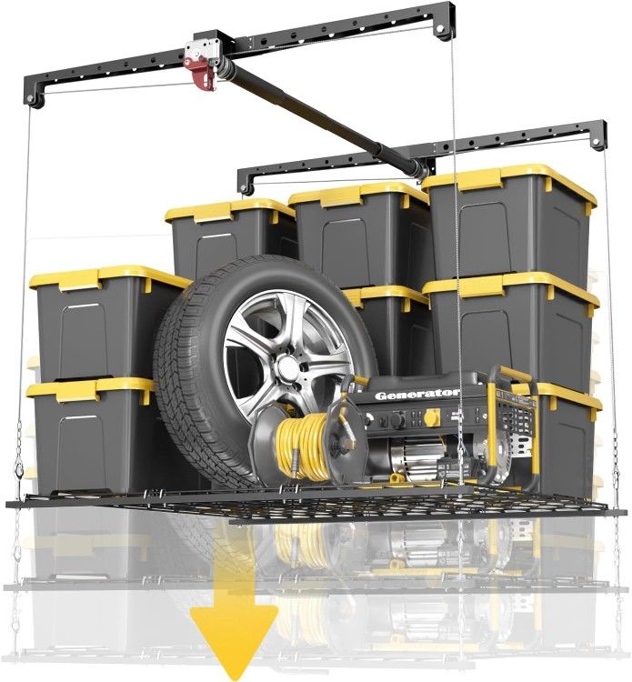 Overhead Garage Ceiling Storage Lift – 4x4ft, 250lb – E8