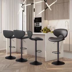 Set of 4 Black Adjustable Bar Stools