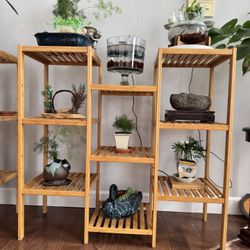 2 Bamboo Flower Stands