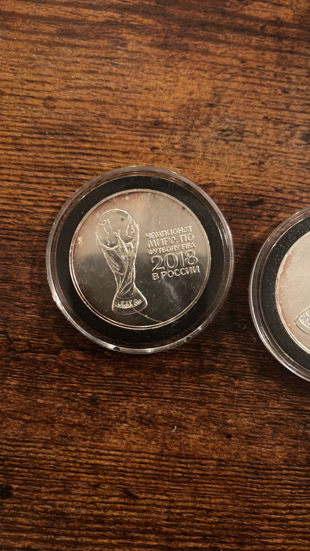 Two Silver Russian FIFA Trophy Coins 3 Roubles