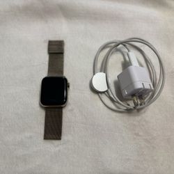 Apple Watch Series 6 Stainless Steel + Sapphire Crystal 44mm with Gold Milanese Loop and watch charger 