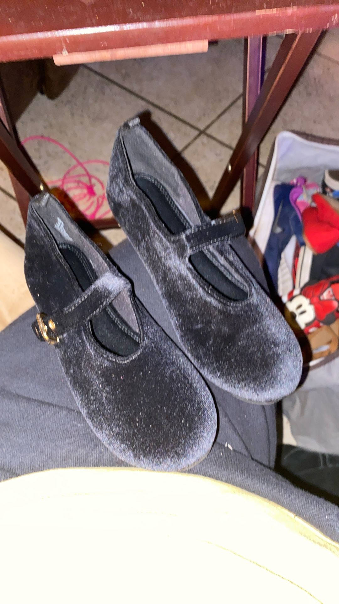 Girls Black Velvet Dress Shoes