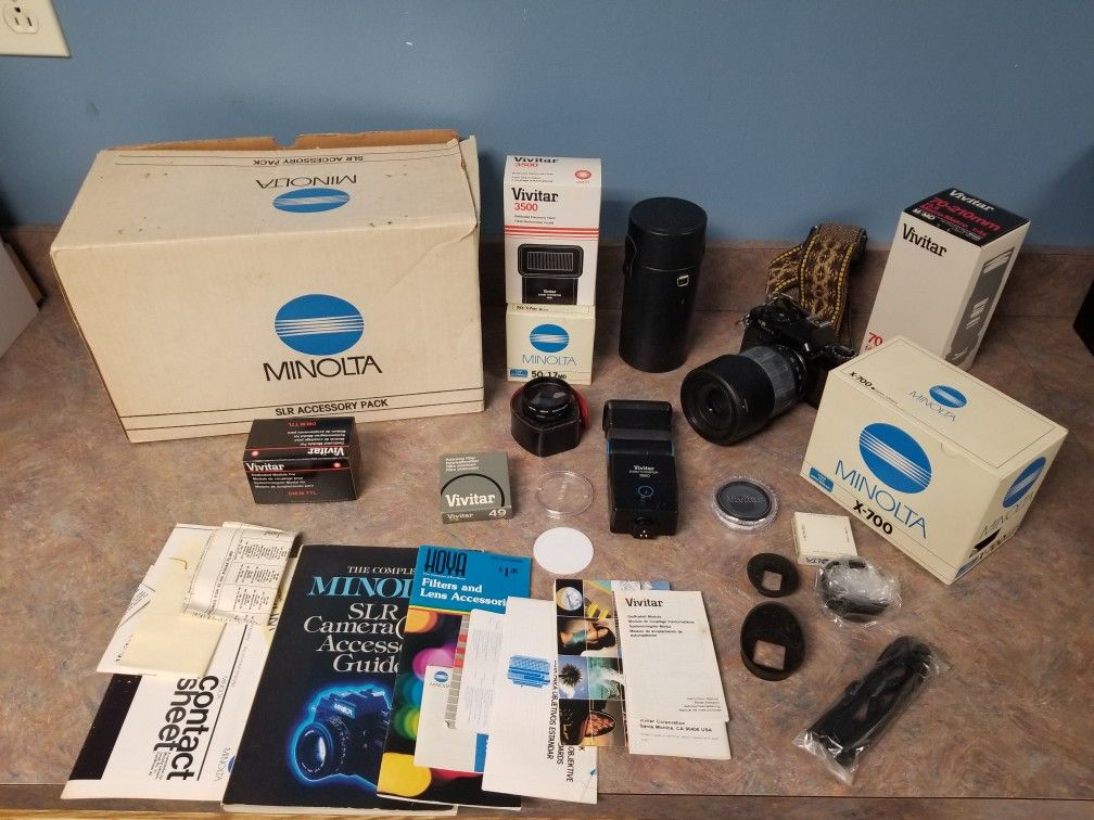 Vintage 35mm Camera Collection with Cameras Lenses Filters Some New Rare Old Stock