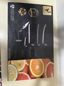 6-Piece Kitchen Knife Set w/ Scissors & Peeler – Black (New)