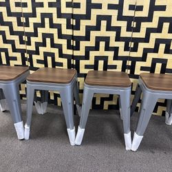 18” Short Stools for Classroom Stools Set of 4 Dining Chairs Metal Stackable Barstools School Chairs