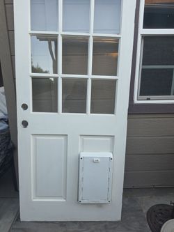 Expensive Wood door 450  doggie door thick Wood 36 width 79 hight N windows