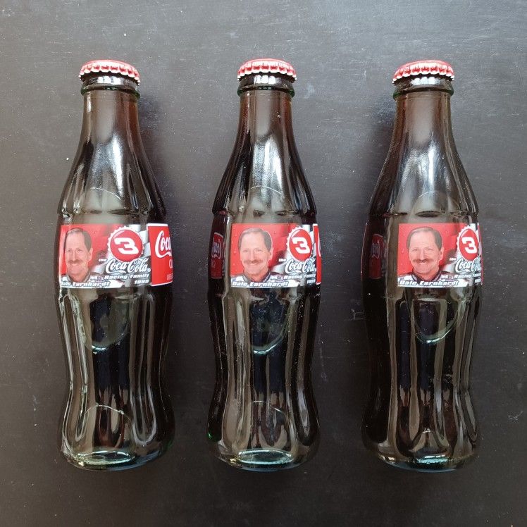 (3) 1997 Dale Earnhardt Coca-Cola 8oz. Soda Bottles 
