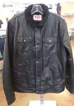 New Levi’s Leather Black Jacket Medium