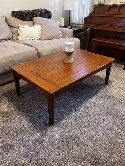 Polished Wood Living Room Table Set