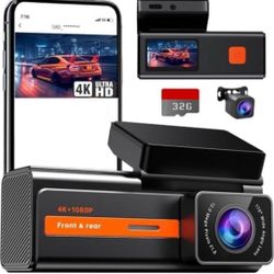 Dash Cam Front and Rear, 4k+1080P Dual Dash Camera for Cars, 1.5” WiFi Mini Dashcam with App, 170°Wide Angle Car Camera, Night Vision