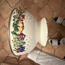 Vintage Decorative Fruit Bowl / Colander on Pedestal