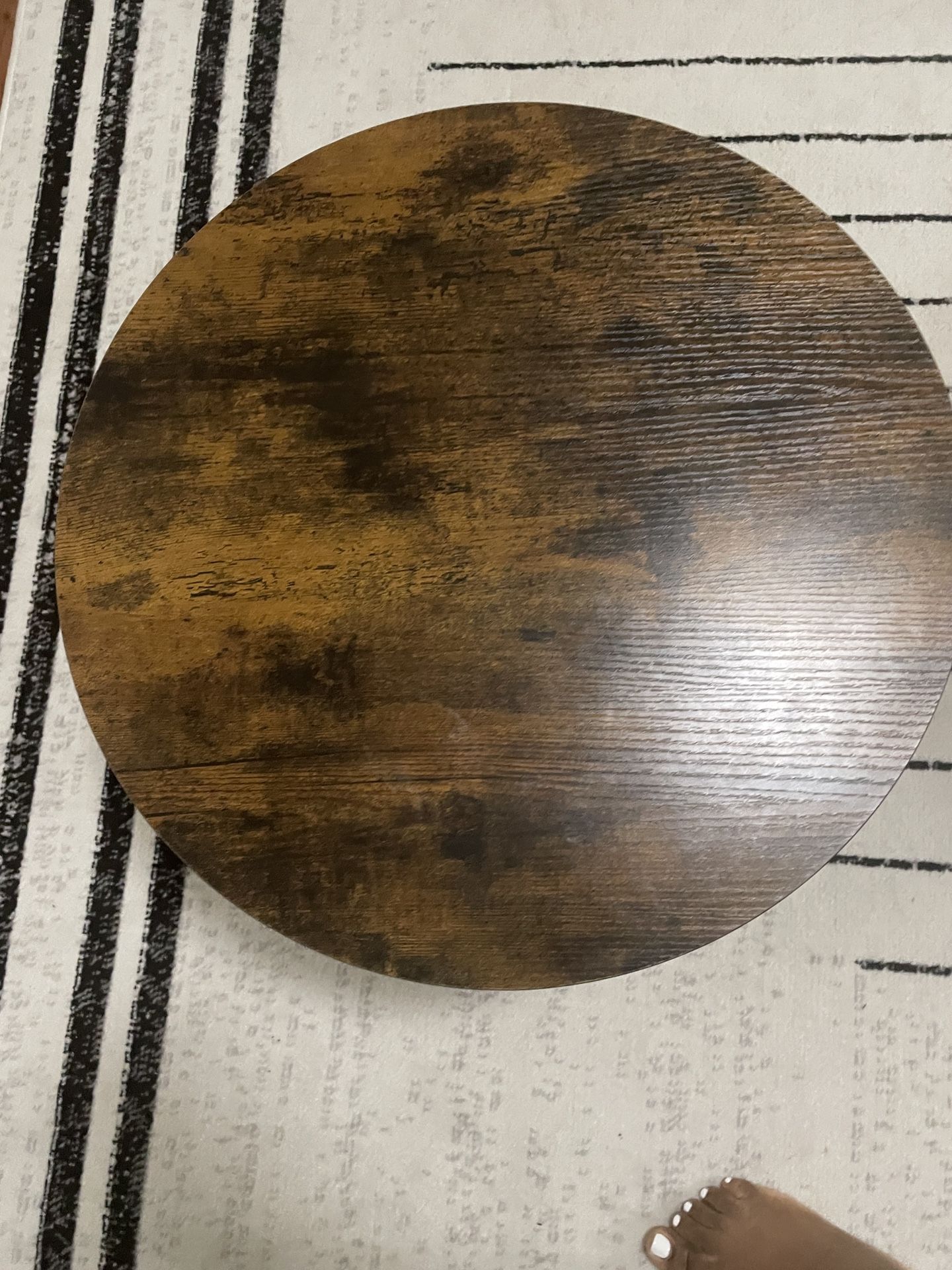 VASAGLE Small Coffee Table Set of 2, Round Coffee Table Side End Table, Steel Frame, Rustic Brown Ink Black Living Room, Bedroom, Office