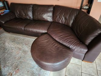 Leather Sectional Sofa with Ottoman